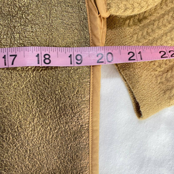 3.1 Phillip Lim Gold Full Zip Crop Jacket with Wool Blend Sweater Sleeves-Small - Picture 2 of 8